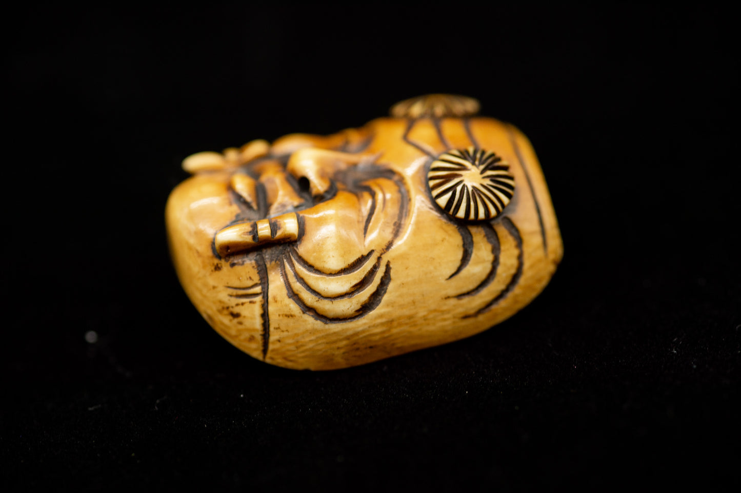 Signed NETSUKE Okina Japanese Edo - Meiji Antique