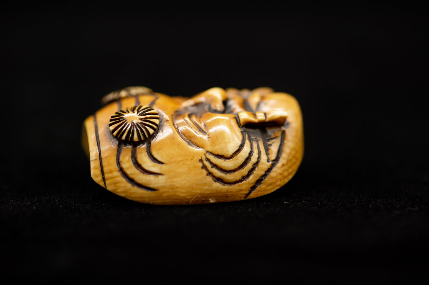 Signed NETSUKE Okina Japanese Edo - Meiji Antique