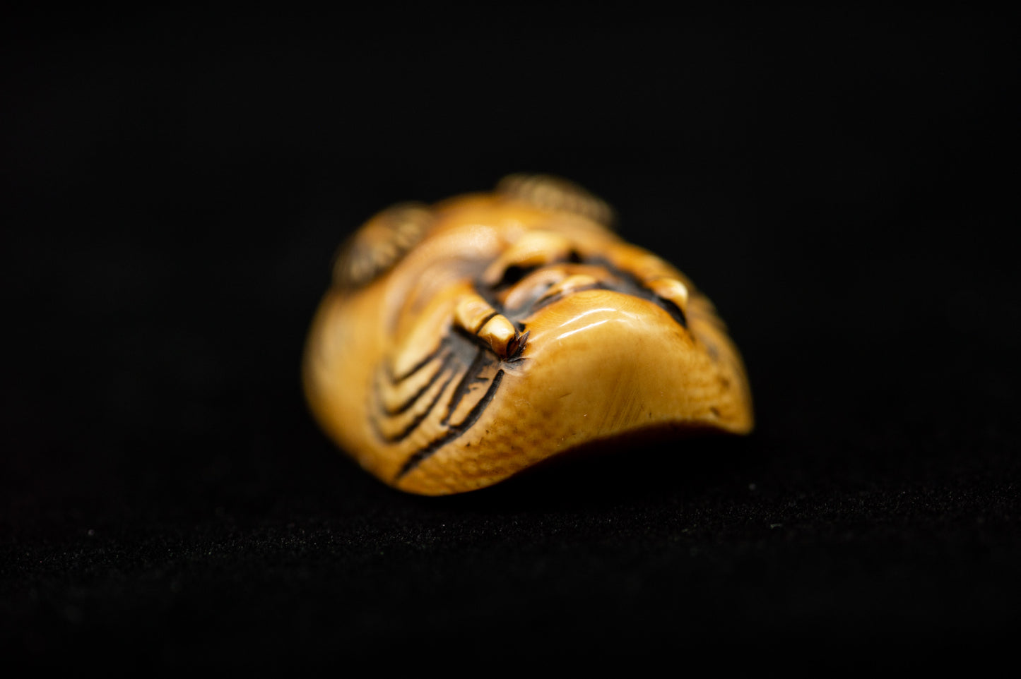 Signed NETSUKE Okina Japanese Edo - Meiji Antique