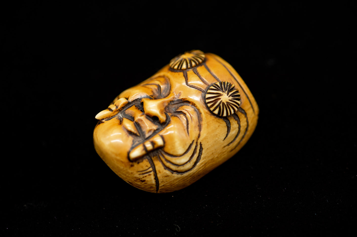 Signed NETSUKE Okina Japanese Edo - Meiji Antique