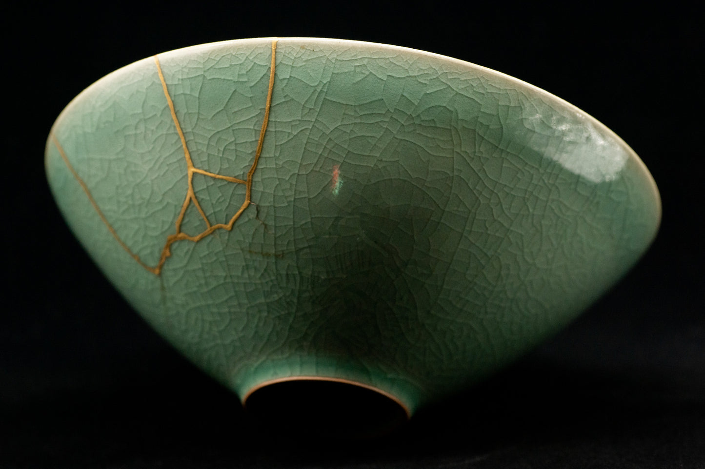 Genuine KINTSUGI Signed Rice Bowl Chawan Korai Ware w/Box Japan / Korea Vintage