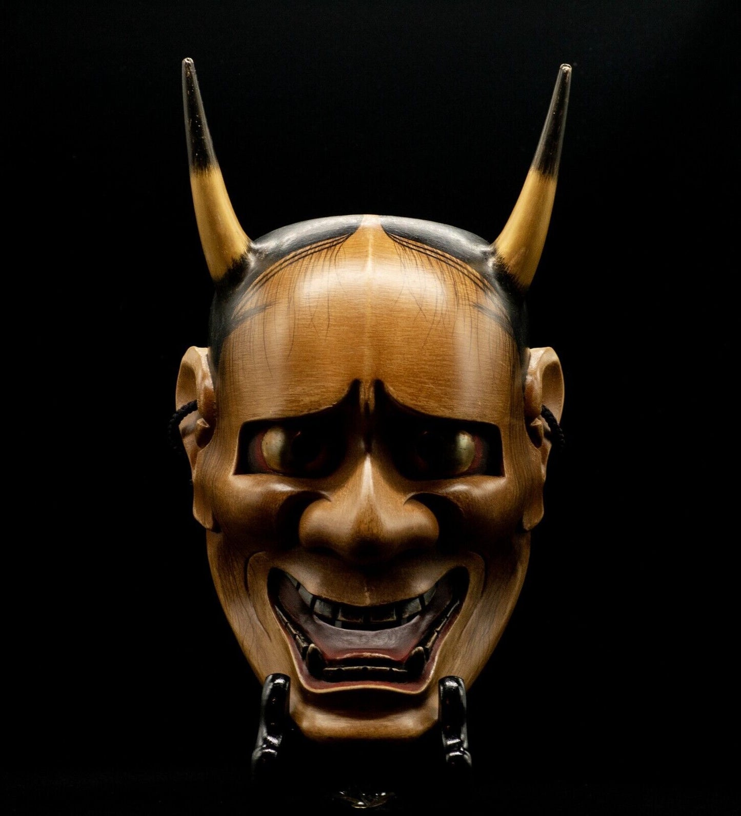 HQ Signed Wooden Noh Mask Shinjya 真蛇 Brass Eyes w/Bag Noh Men Japanese Hannya