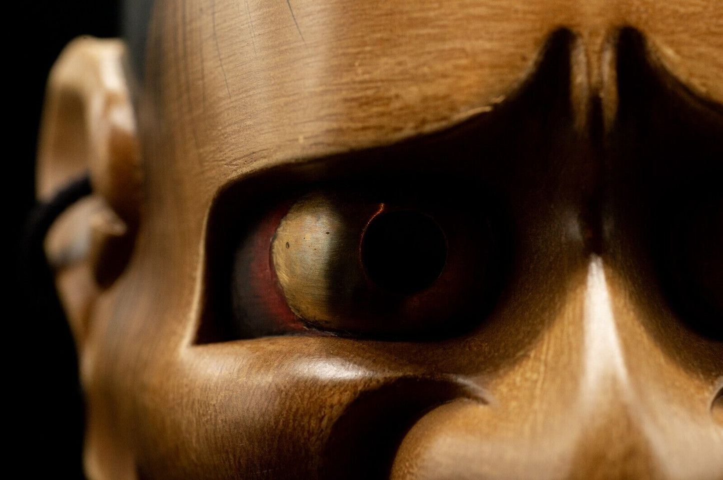 HQ Signed Wooden Noh Mask Shinjya 真蛇 Brass Eyes w/Bag Noh Men Japanese Hannya