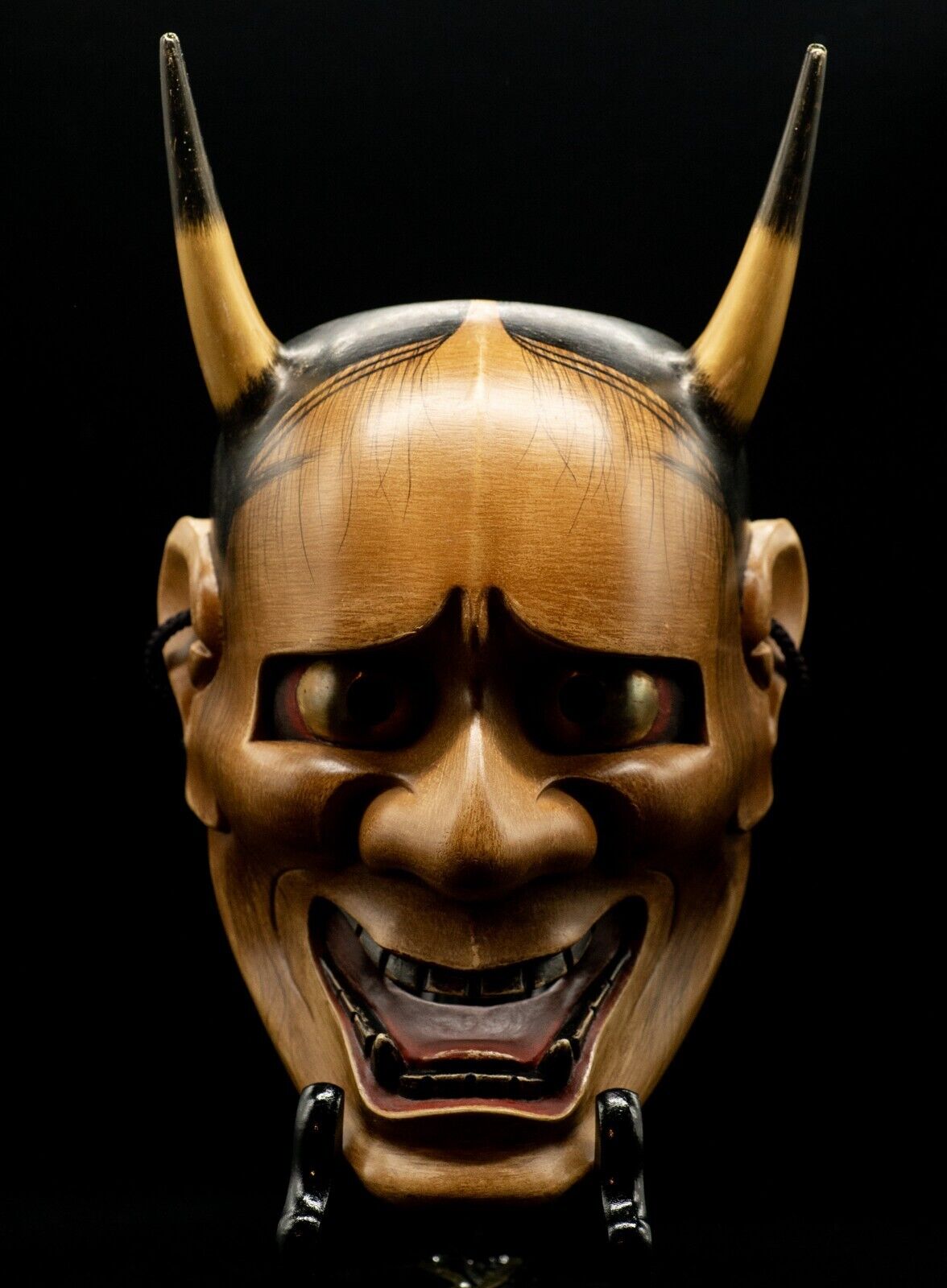 HQ Signed Wooden Noh Mask Shinjya 真蛇 Brass Eyes w/Bag Noh Men Japanese Hannya
