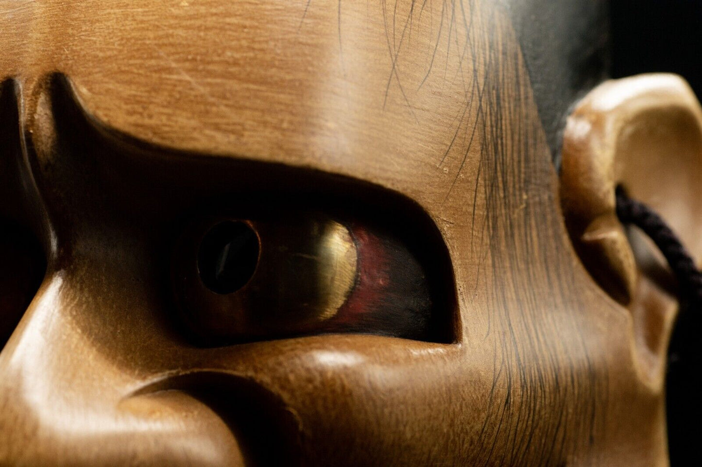HQ Signed Wooden Noh Mask Shinjya 真蛇 Brass Eyes w/Bag Noh Men Japanese Hannya