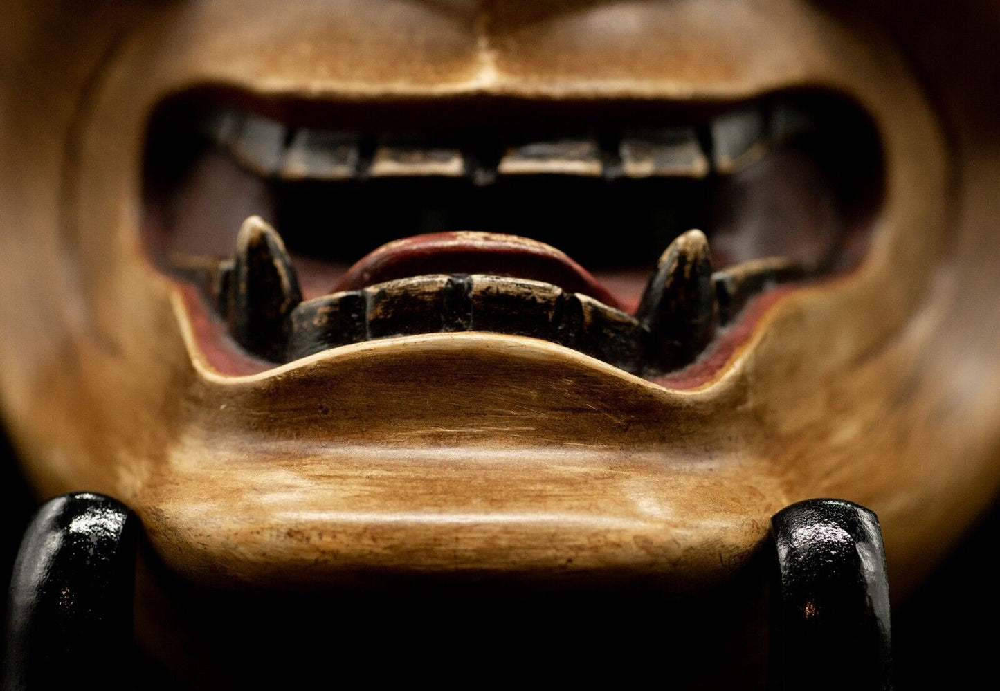 HQ Signed Wooden Noh Mask Shinjya 真蛇 Brass Eyes w/Bag Noh Men Japanese Hannya