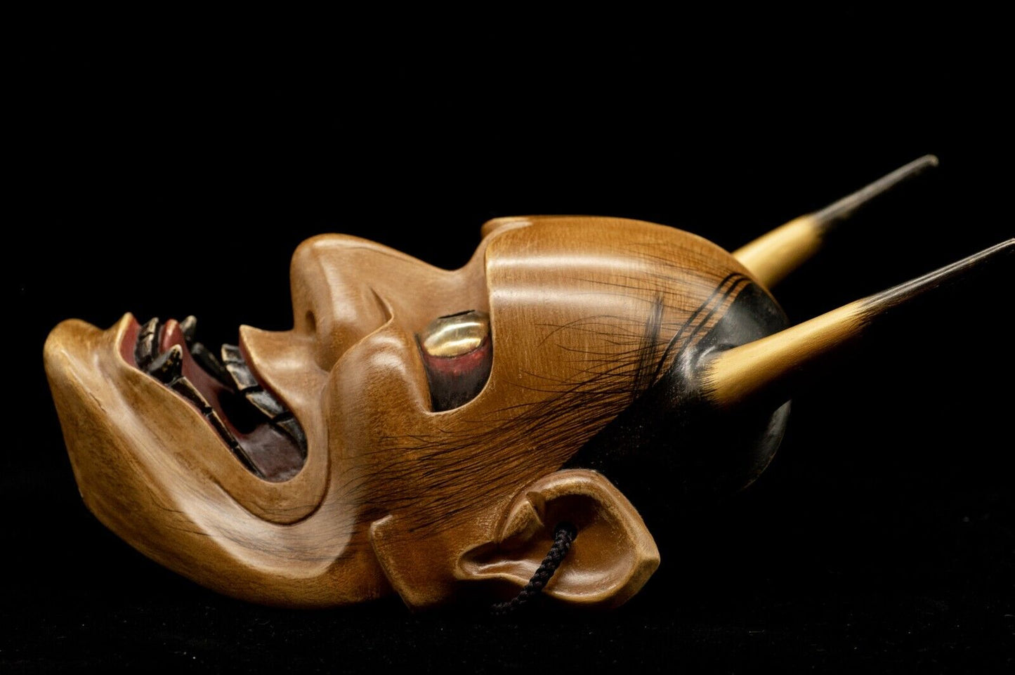 HQ Signed Wooden Noh Mask Shinjya 真蛇 Brass Eyes w/Bag Noh Men Japanese Hannya