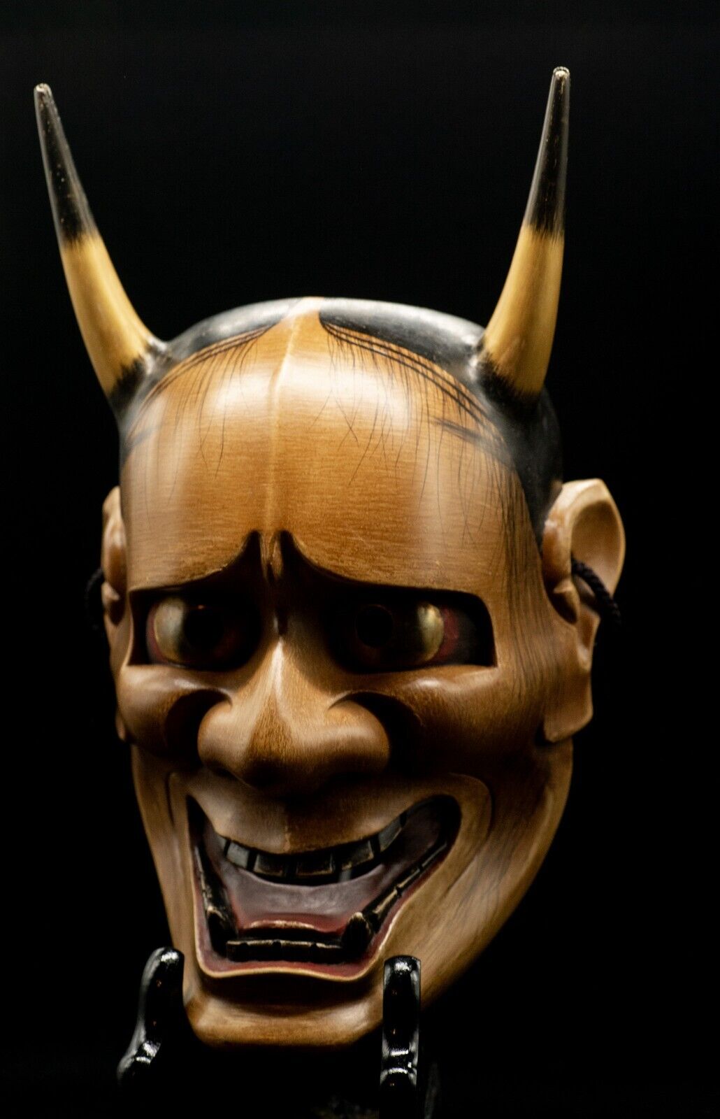 HQ Signed Wooden Noh Mask Shinjya 真蛇 Brass Eyes w/Bag Noh Men Japanese Hannya