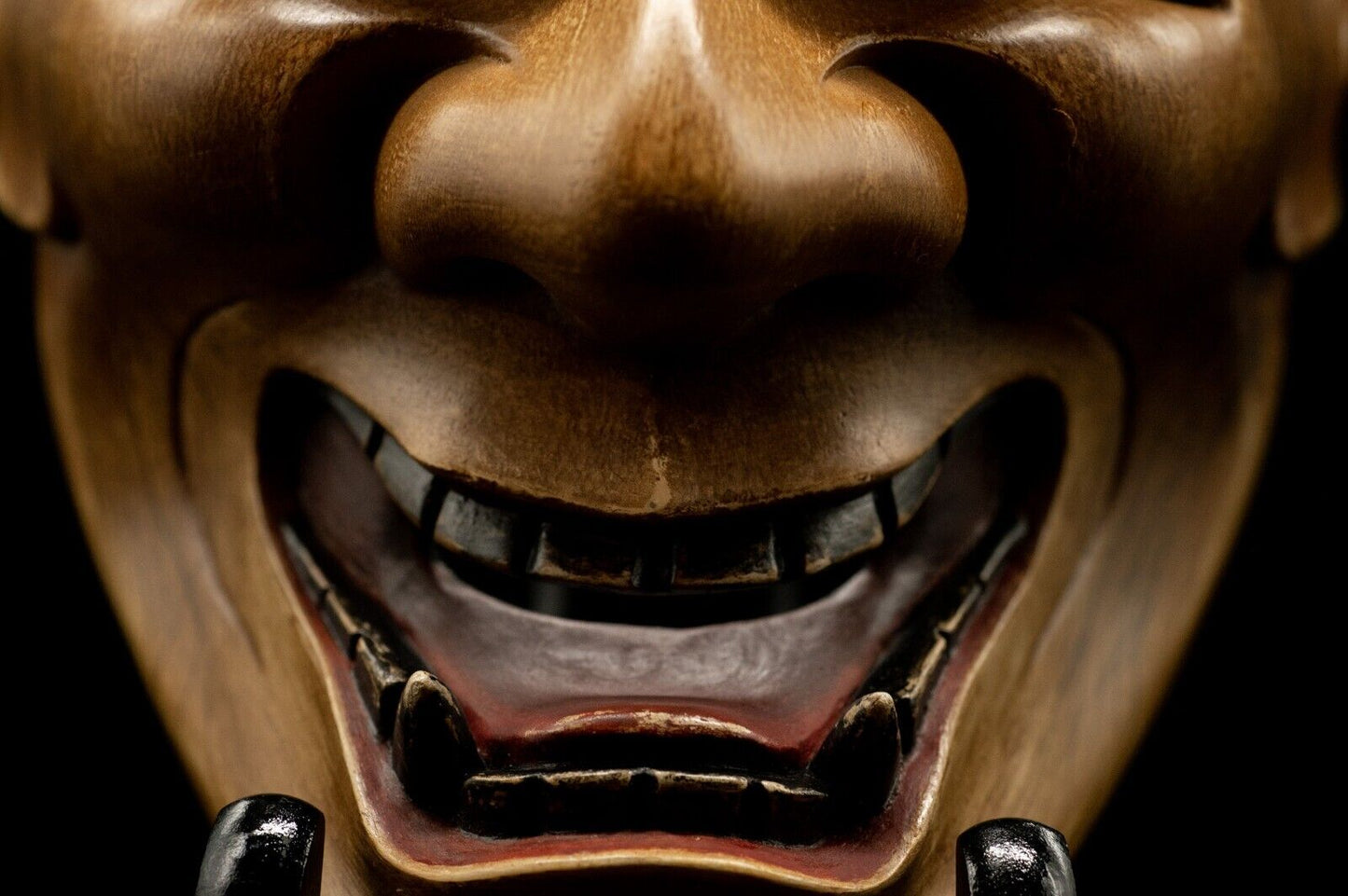 HQ Signed Wooden Noh Mask Shinjya 真蛇 Brass Eyes w/Bag Noh Men Japanese Hannya