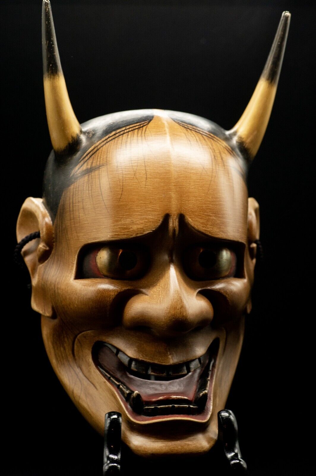 HQ Signed Wooden Noh Mask Shinjya 真蛇 Brass Eyes w/Bag Noh Men Japanese Hannya