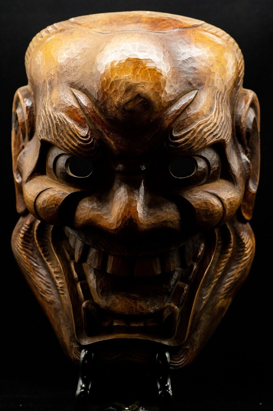 Excellent carving Wooden Noh Mask 獅子 Shishi Lion Japanese Antique Noh Men