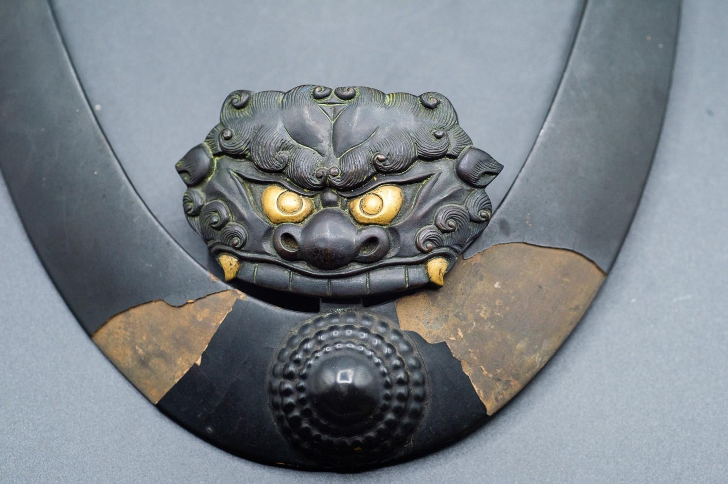 Super Rare Genuine Antique Samurai Helmet with SWORD WOUND KABUTO Edo Period F/S