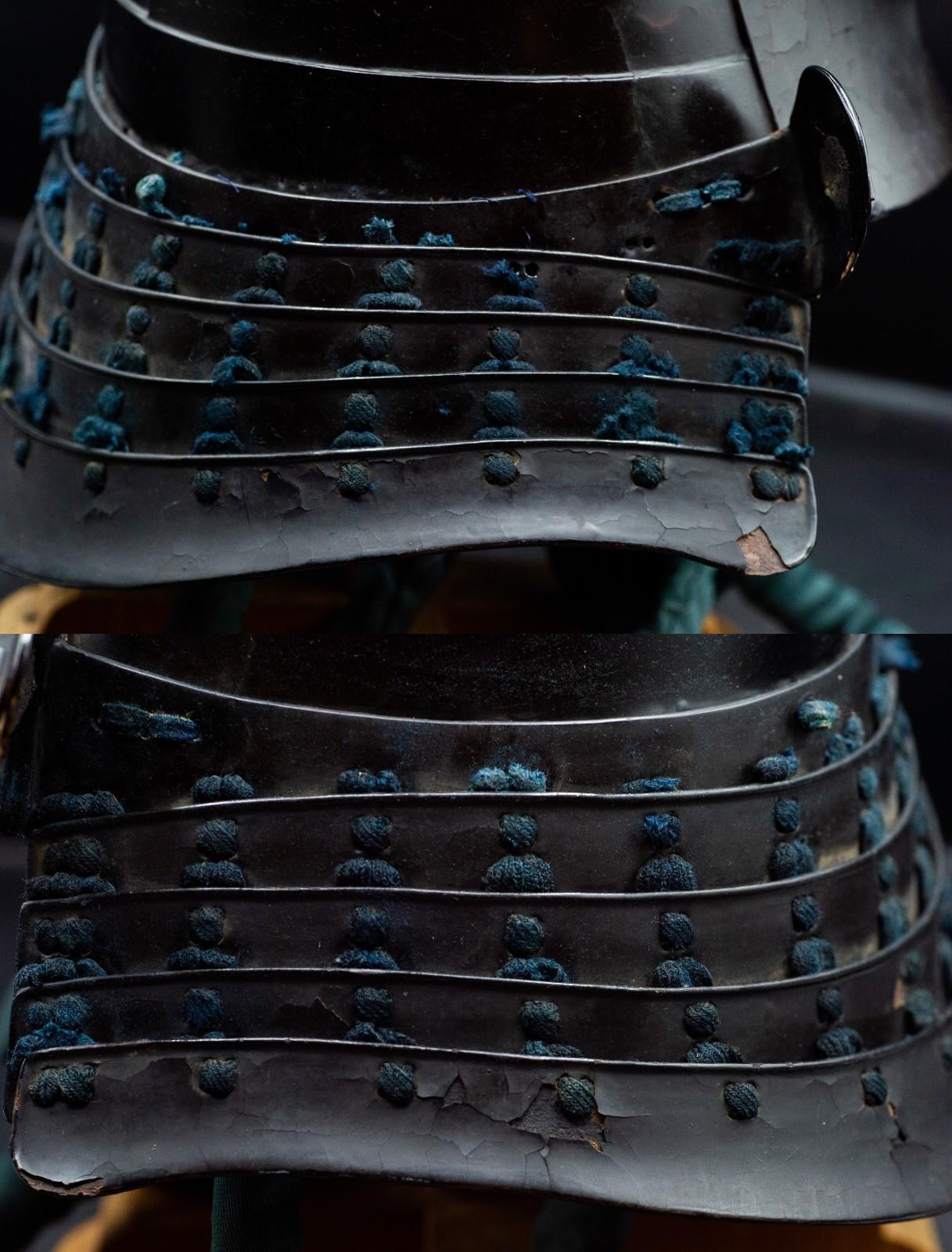 Super Rare Genuine Antique Samurai Helmet with SWORD WOUND KABUTO Edo Period F/S