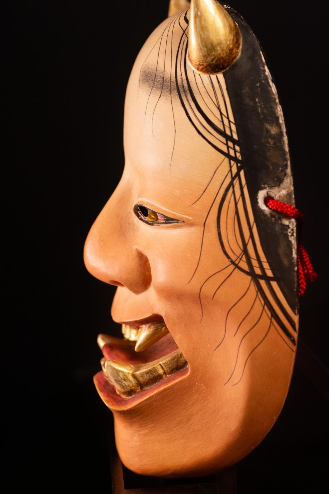 High Grade Genuine Wooden Noh Mask Namanari Japanese Made in Japan