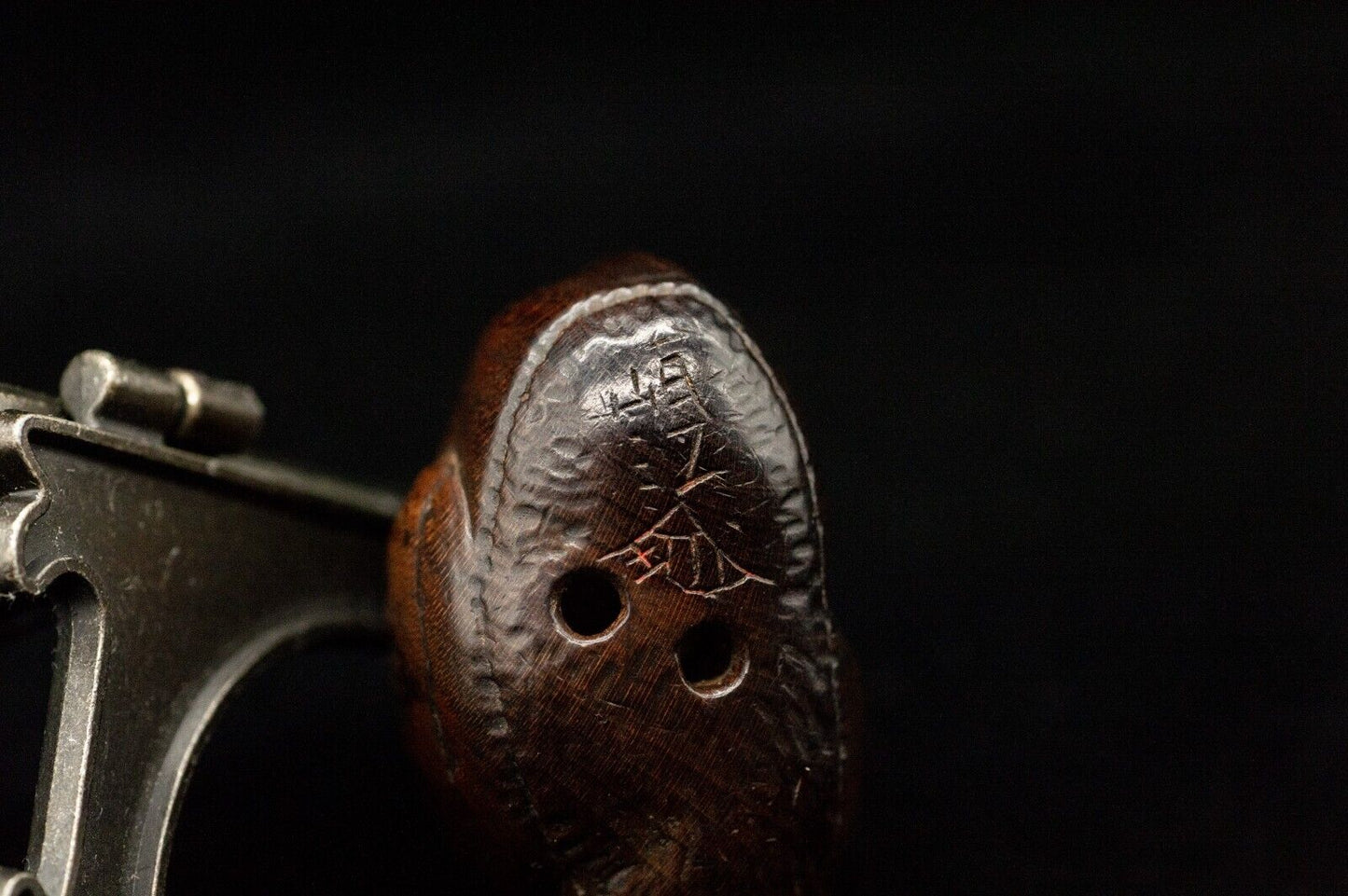 Signed Wooden Edo Period NETSUKE Minko Made, Worm‐eaten Chestnut 1740-1816