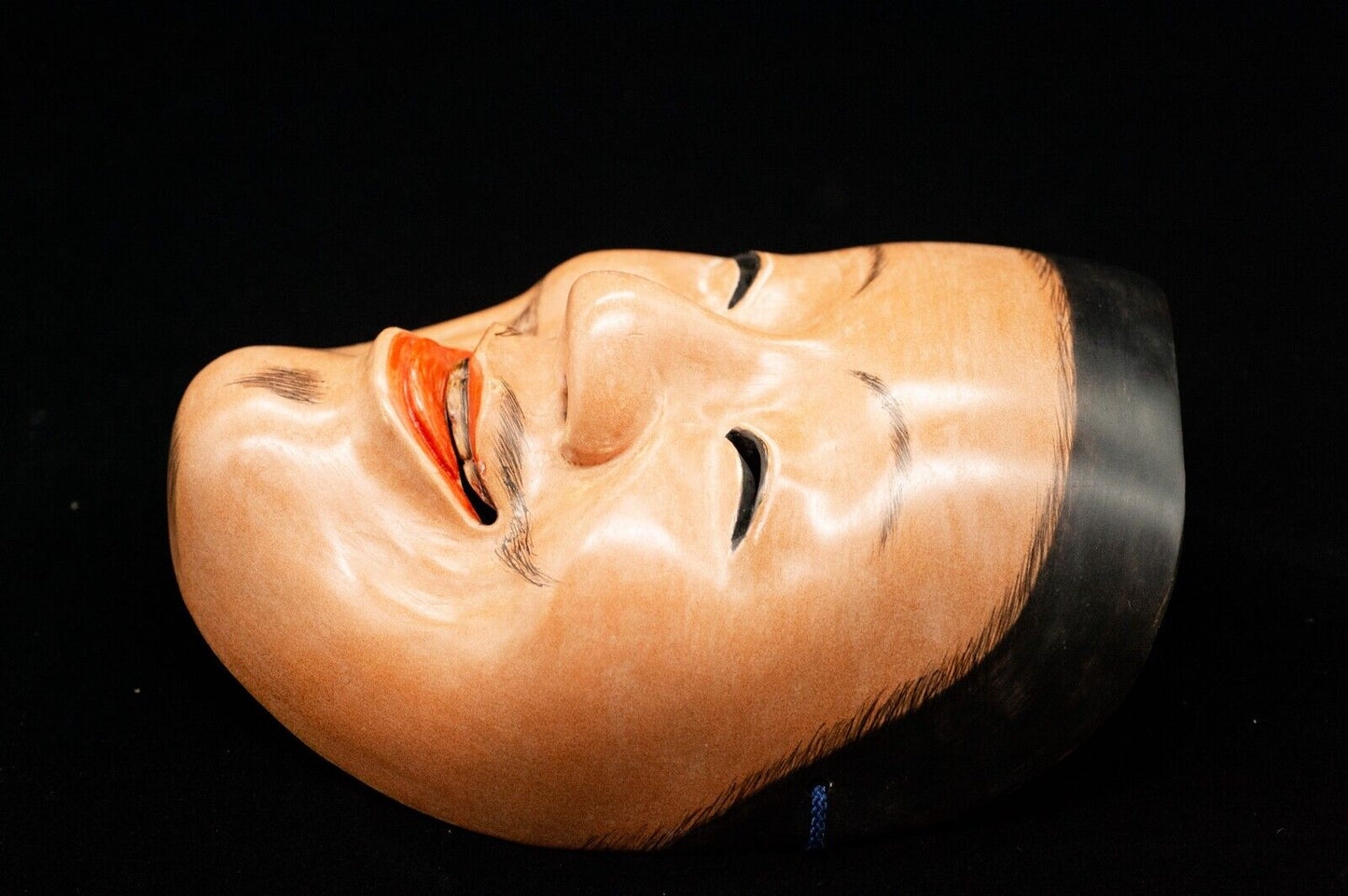 HQ Signed Wooden Noh Mask God of Fortune Noh Men Japanese Antique Vintage