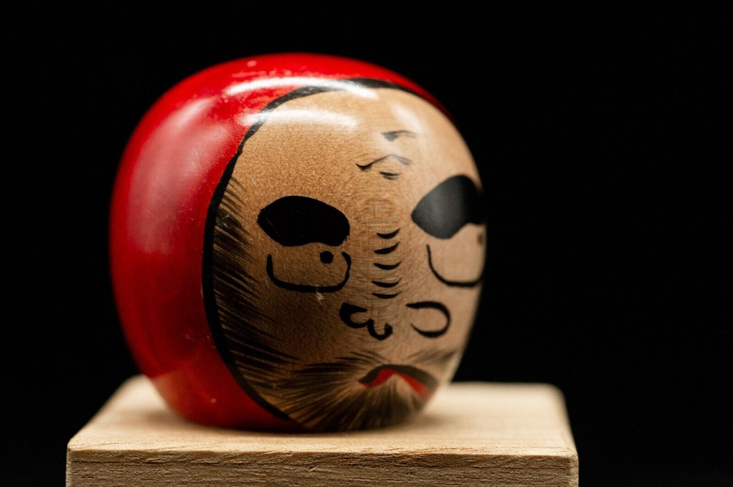 Vintage Daruma Kokeshi Japanese wooden traditional doll by Masanori