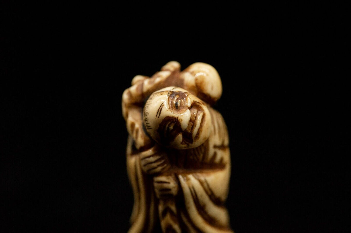 Stag Antler NETSUKE Hermit Japanese Edo - Meiji Antique Vintage