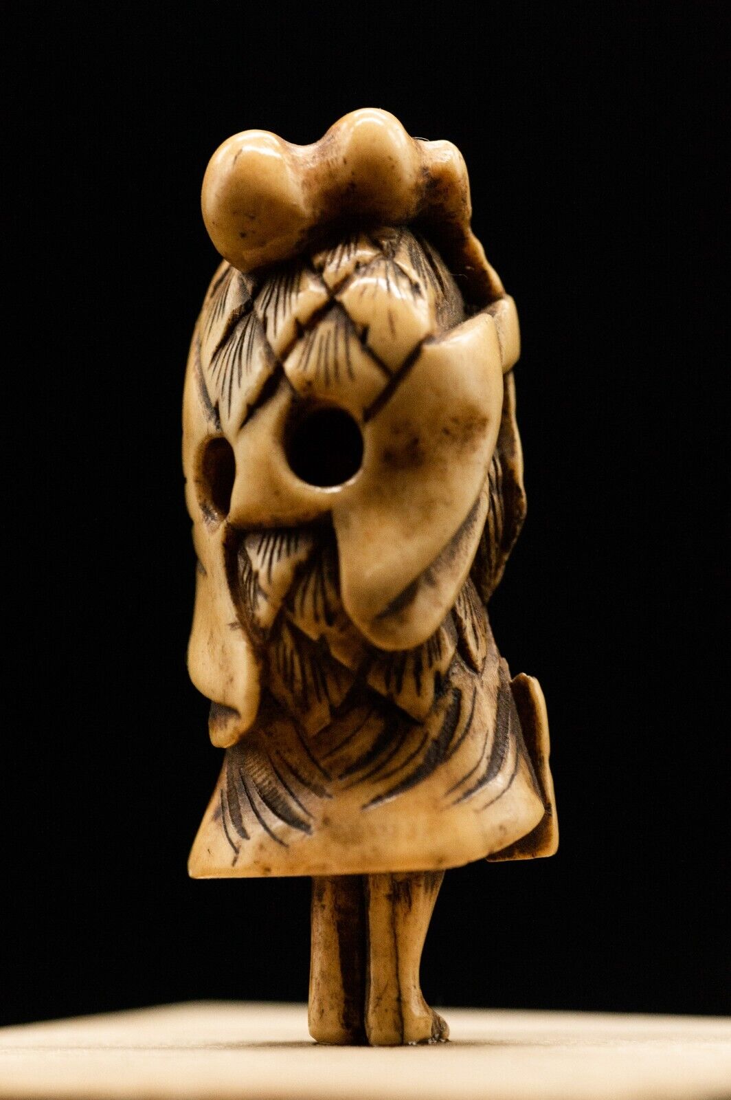 Stag Antler NETSUKE Hermit Japanese Edo - Meiji Antique Vintage