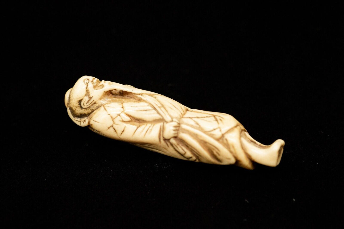 Stag Antler NETSUKE Hermit Japanese Edo Meiji Antique