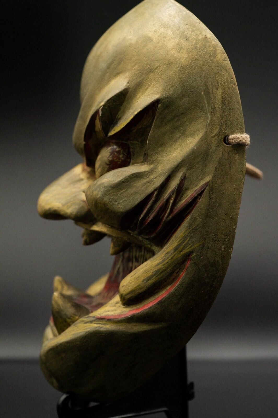 HQ Signed Wooden Noh Mask Demon Men Japanese Antique Vintage