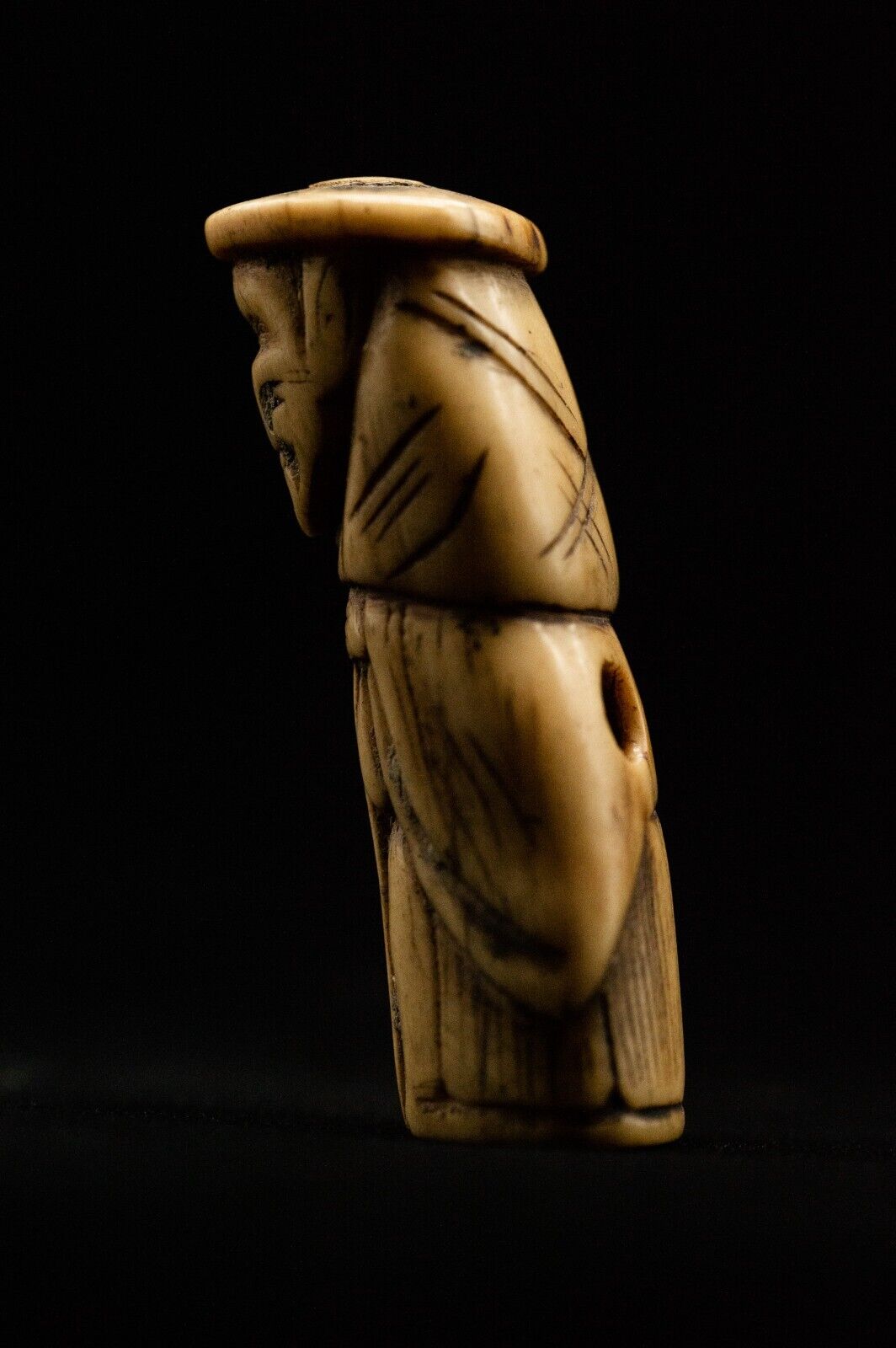 Stag Antler NETSUKE Dutchman Japanese Edo - Meiji Antique Vintage