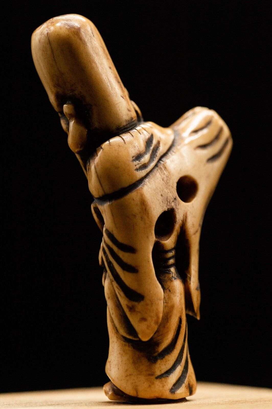 Stag Antler NETSUKE Wiseman Japanese Edo - Meiji Antique Vintage