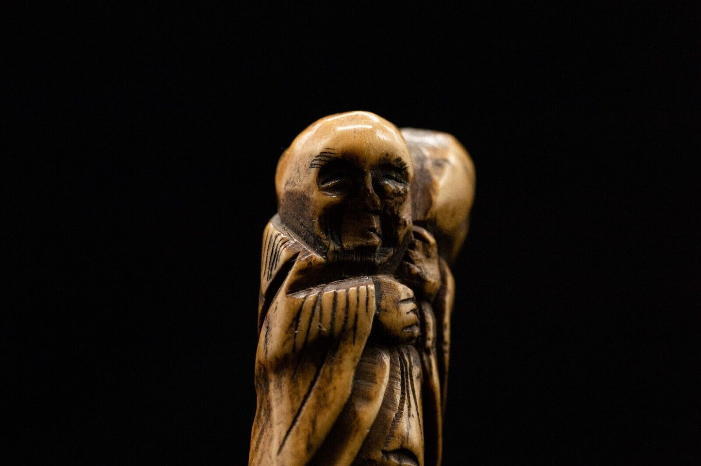 Stag Antler NETSUKE Hermit Japanese Edo - Meiji Antique Vintage