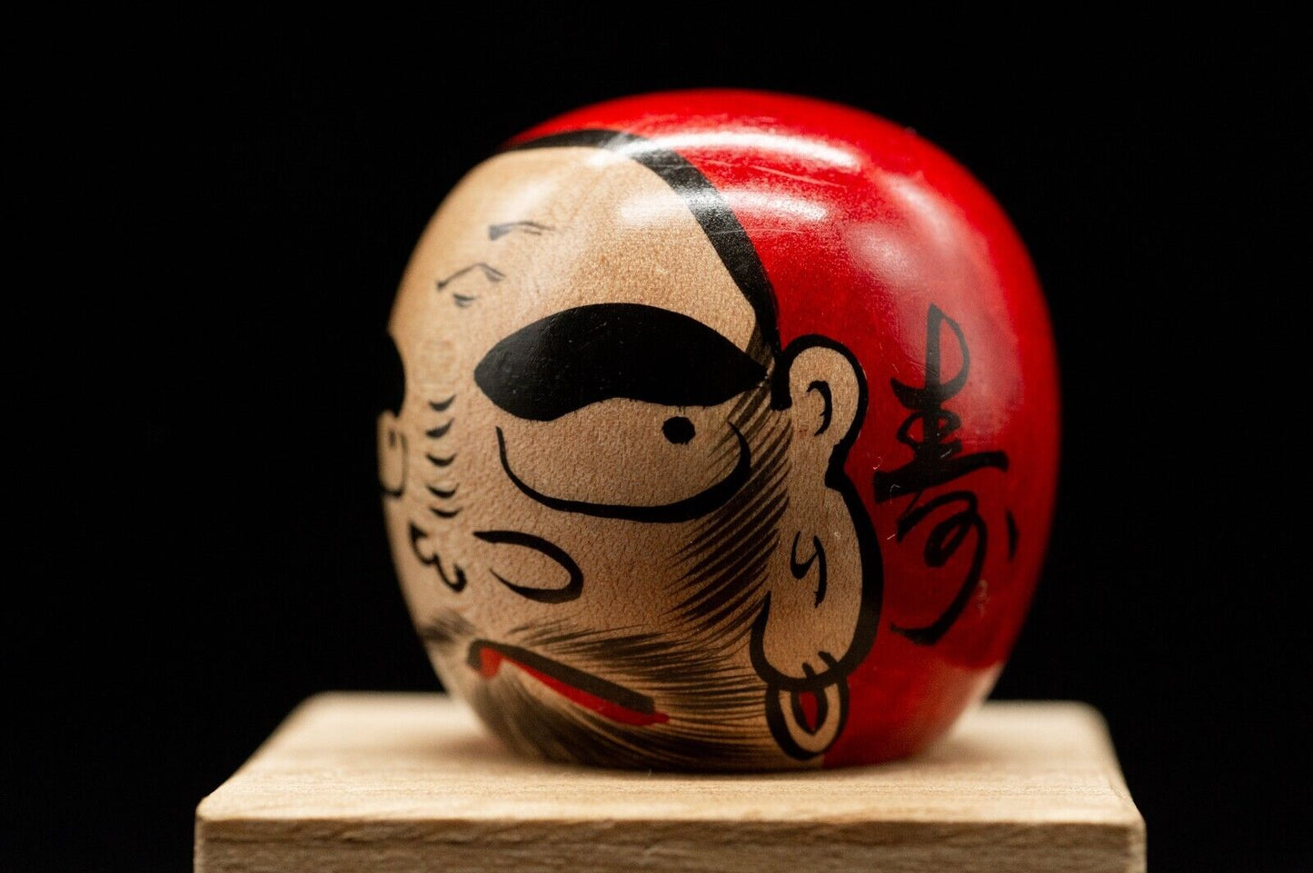 Vintage Daruma Kokeshi Japanese wooden traditional doll by Masanori