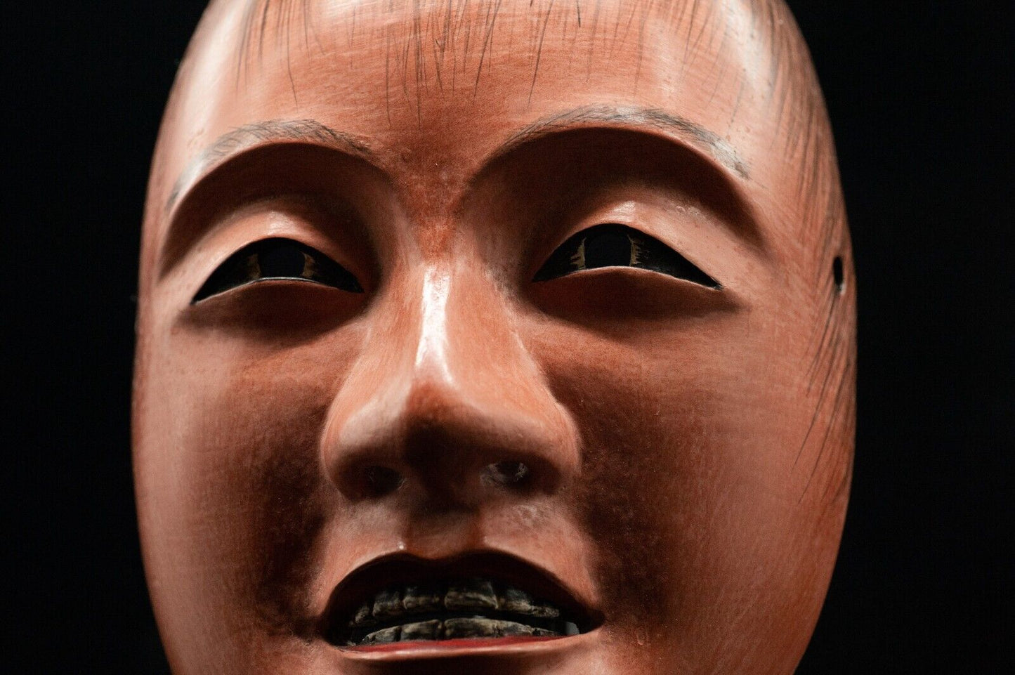 HQ Signed Wooden Noh Mask 猩々Shojo Noh Men Japanese Antique Vintage