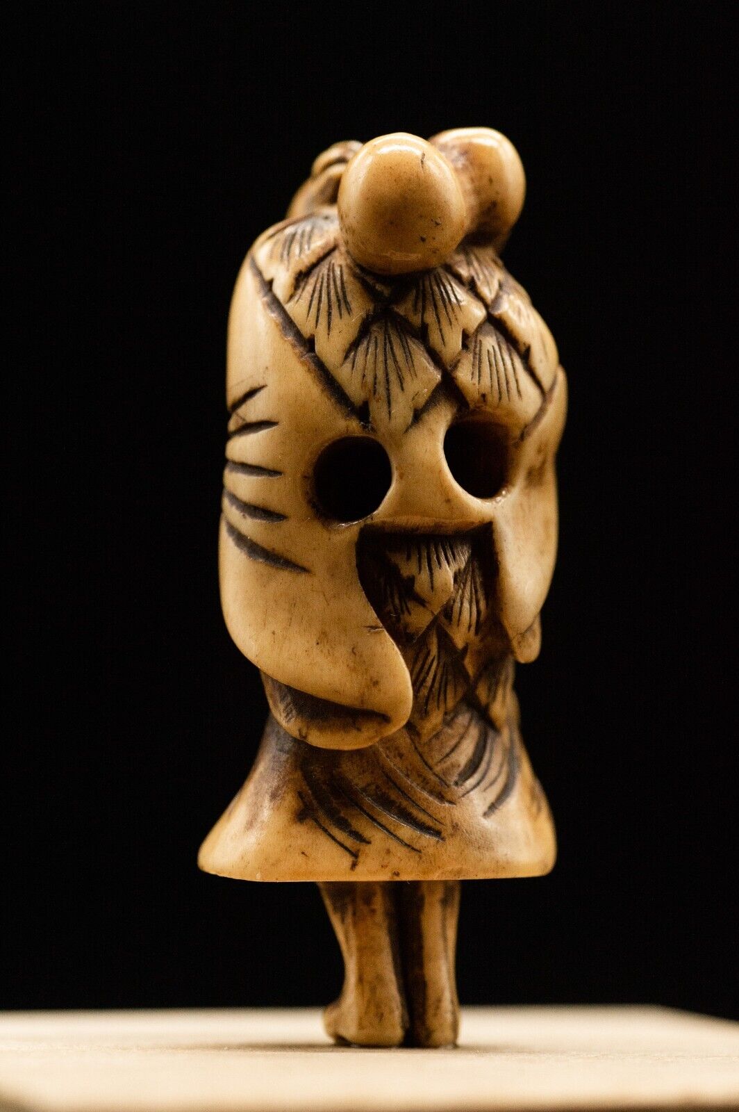 Stag Antler NETSUKE Hermit Japanese Edo - Meiji Antique Vintage