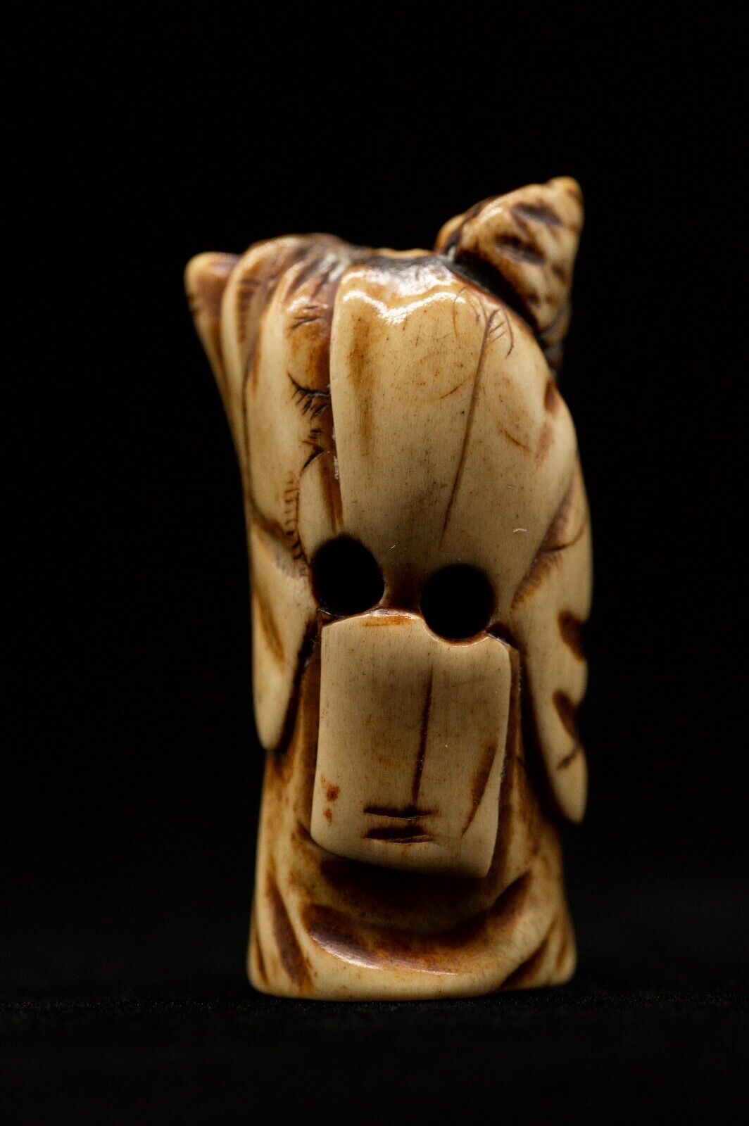 Stag Antler NETSUKE 大福帳 money fortune Japanese Edo - Meiji Antique Vintage