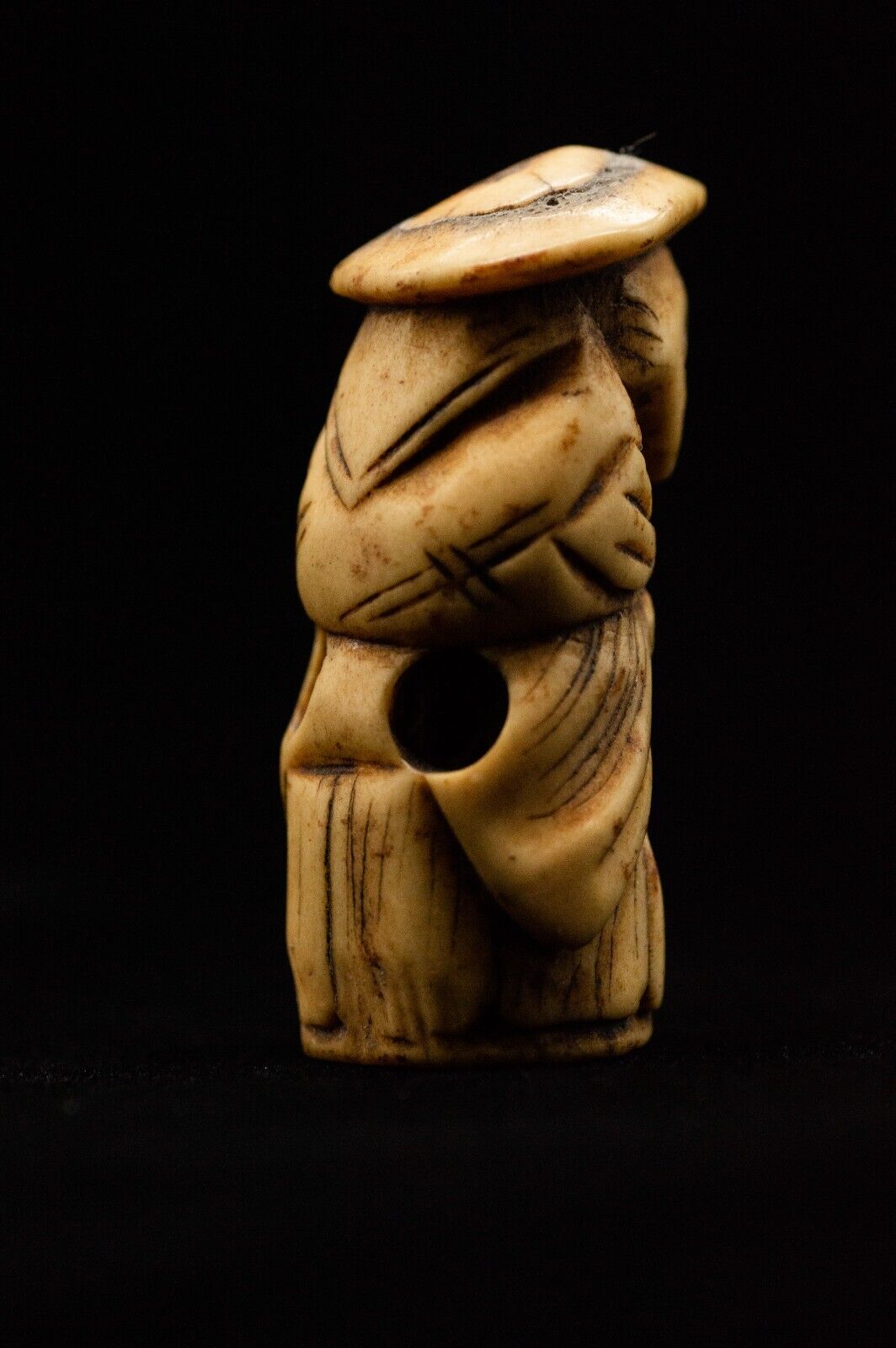 Stag Antler NETSUKE Dutchman Japanese Edo - Meiji Antique Vintage