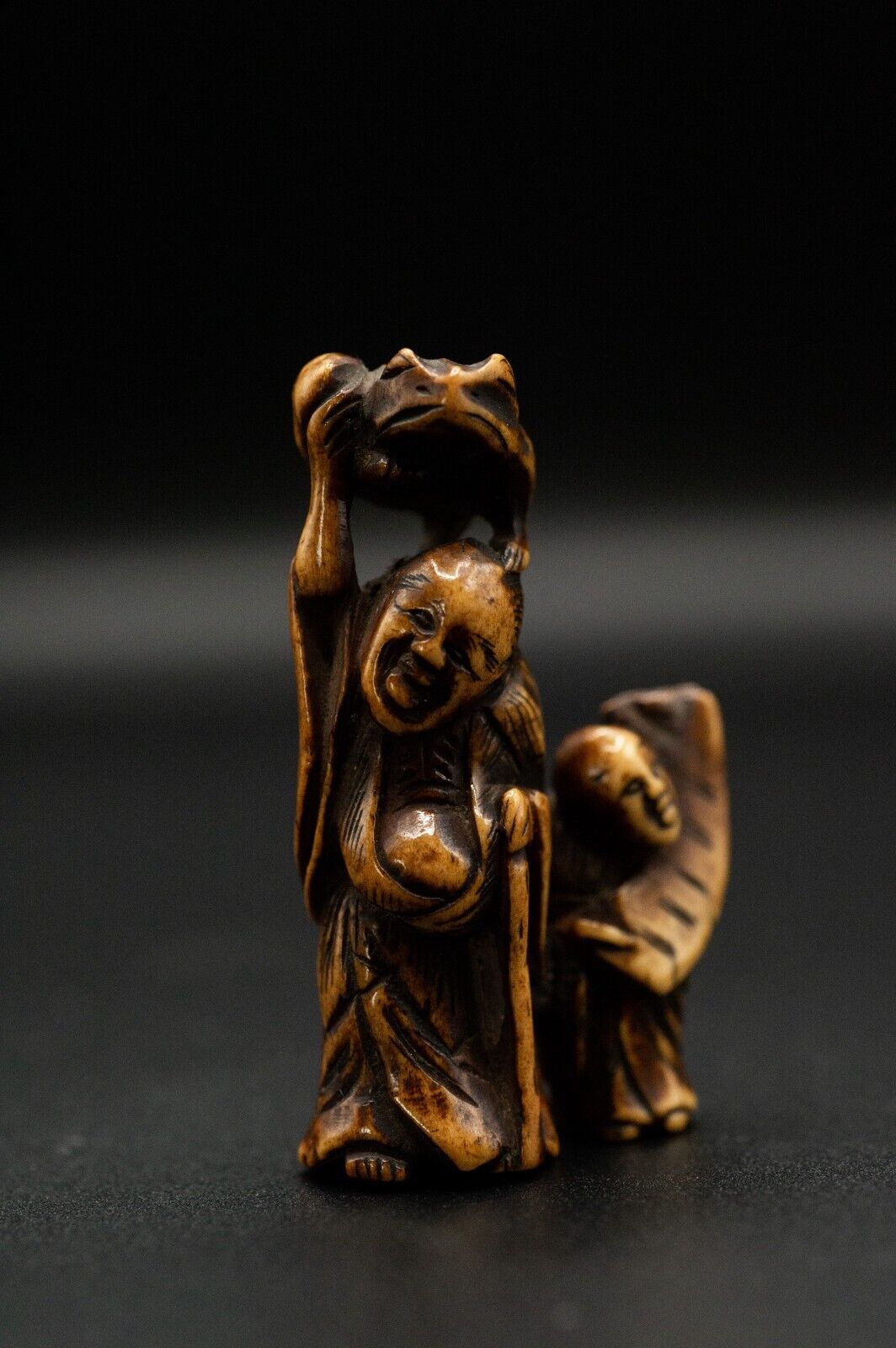 Stag Antler NETSUKE Hermit Japanese Edo - Meiji Antique Vintage