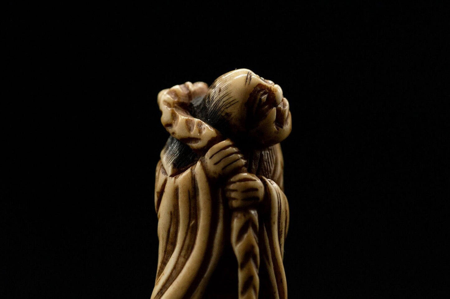 Stag Antler NETSUKE Hermit Japanese Edo - Meiji Antique Vintage