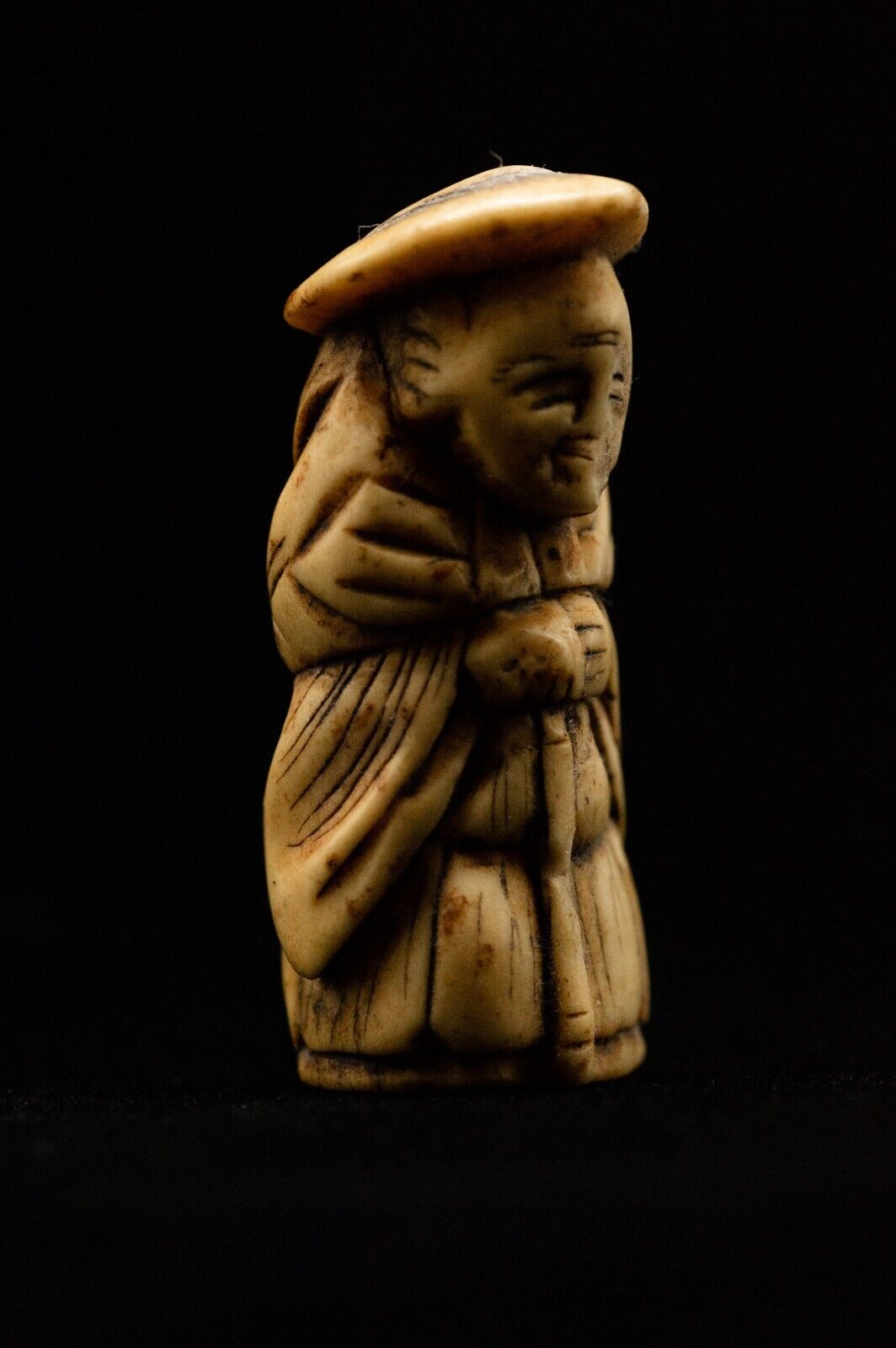 Stag Antler NETSUKE Dutchman Japanese Edo - Meiji Antique Vintage