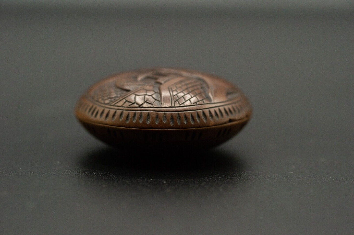 Wooden NETSUKE  Manjyu Netsauke Japanese Woodcraft Antique Vintage