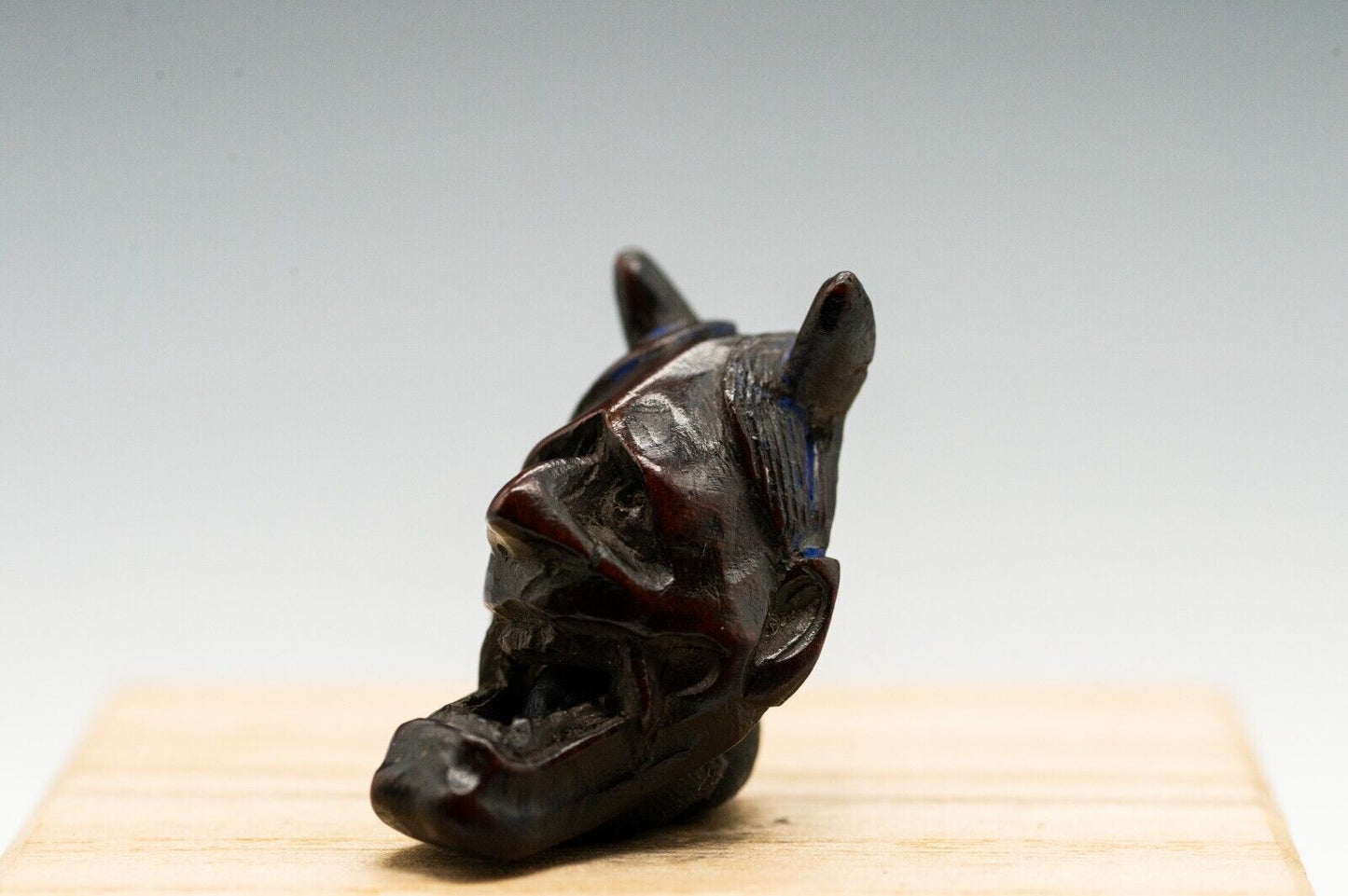 Signed NETSUKE Noh Mask Hannya 出目刀 Deme Katana Made Jpanese Antique Edo Period