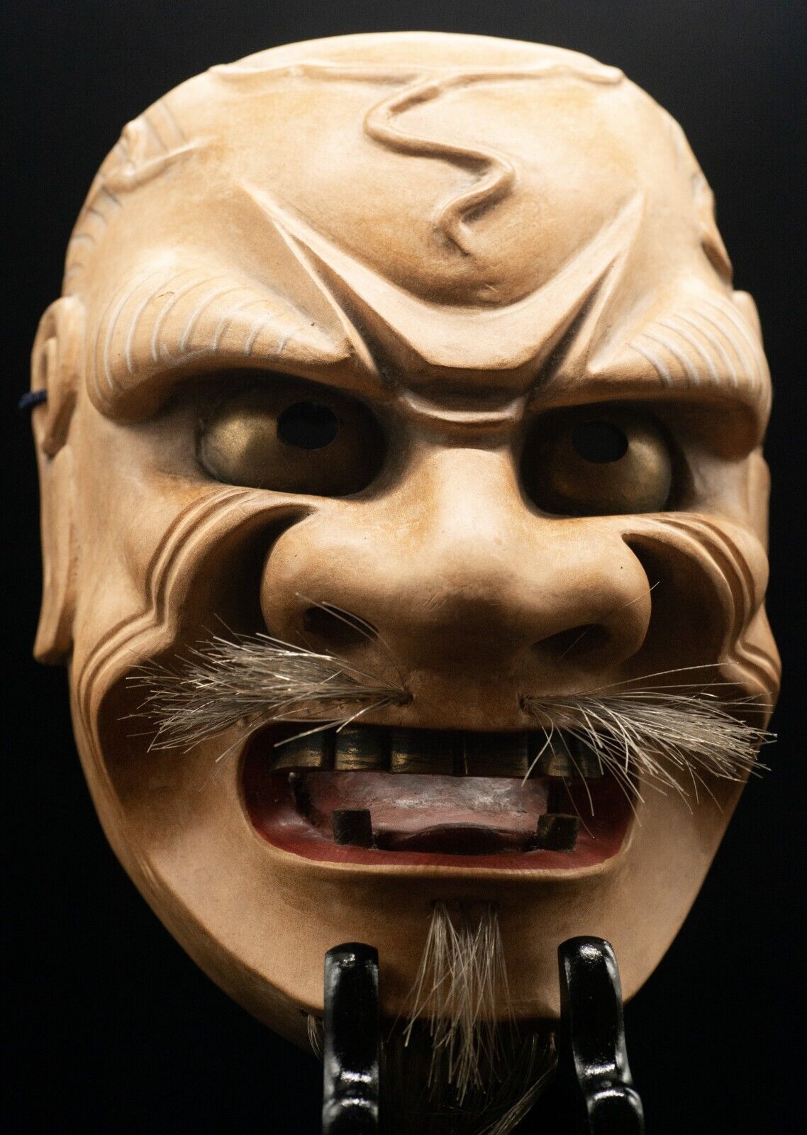 HQ Signed Wooden Noh Mask Beshimi Akujo 顰悪尉 Seiun Made Noh Men Japanese Vintage