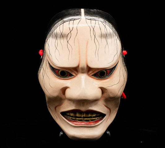 HQ Wooden Noh Mask Hashihime Brass Eyes Noh Men Japanese Vintage