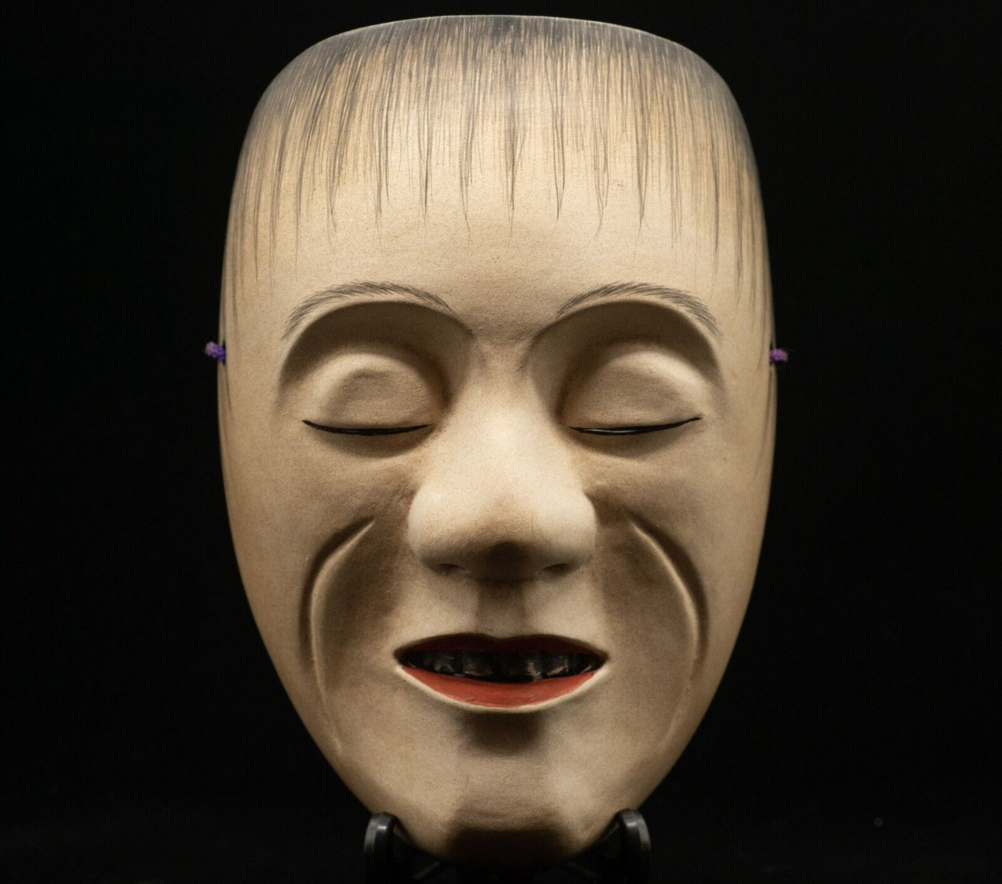 HQ Signed Wooden Noh Mask Yoroboshi 弱法師 Noh Men Japanese Vintage