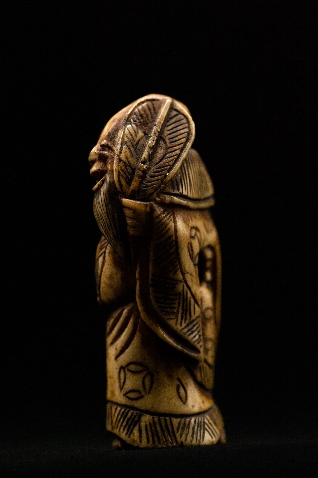 Stag Antler NETSUKE Wiseman Japanese Edo - Meiji Antique Vintage