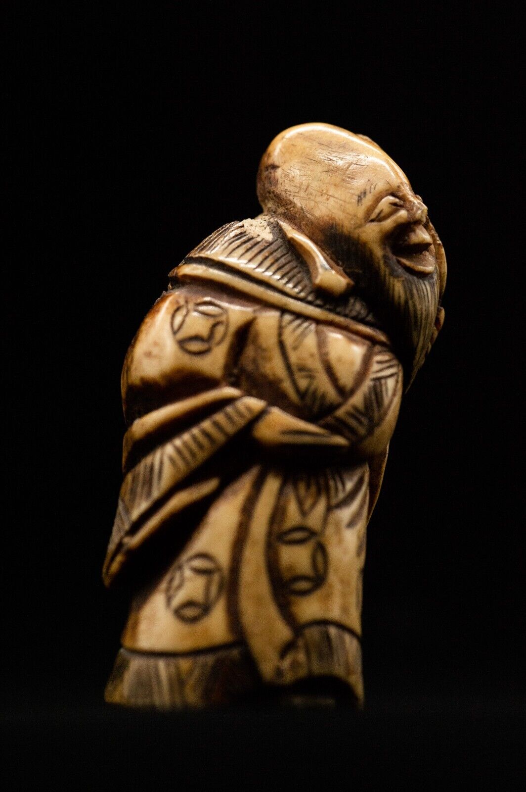 Stag Antler NETSUKE Wiseman Japanese Edo - Meiji Antique Vintage