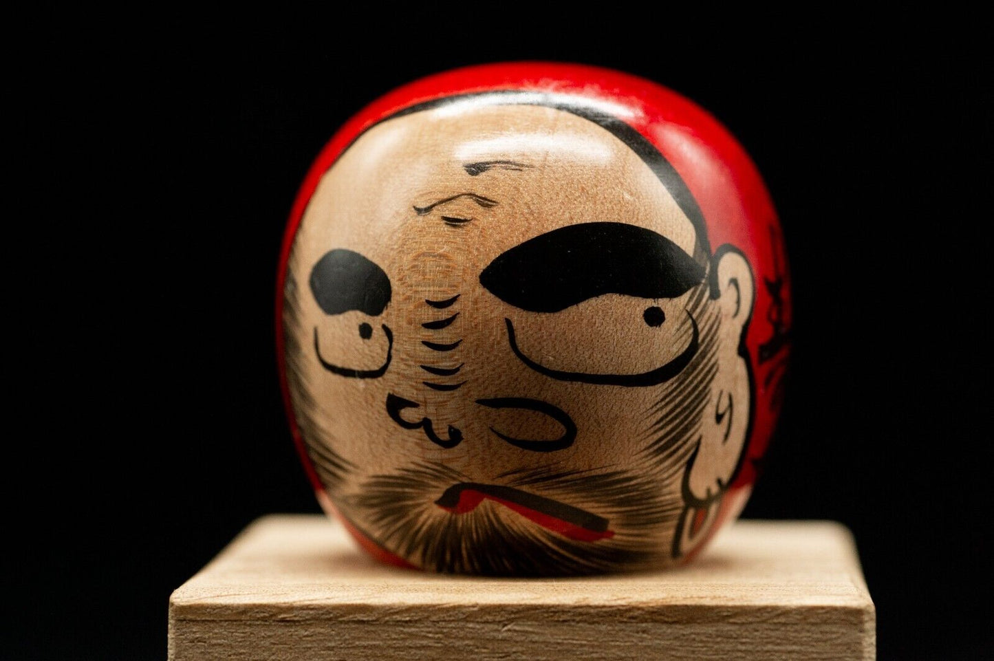 Vintage Daruma Kokeshi Japanese wooden traditional doll by Masanori