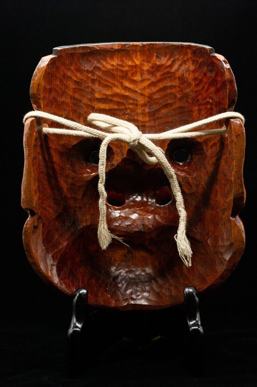 High Grade Wooden Noh Mask w/Bag  Brass Eyes OhBeshimi Noh Men Japanese Vintage