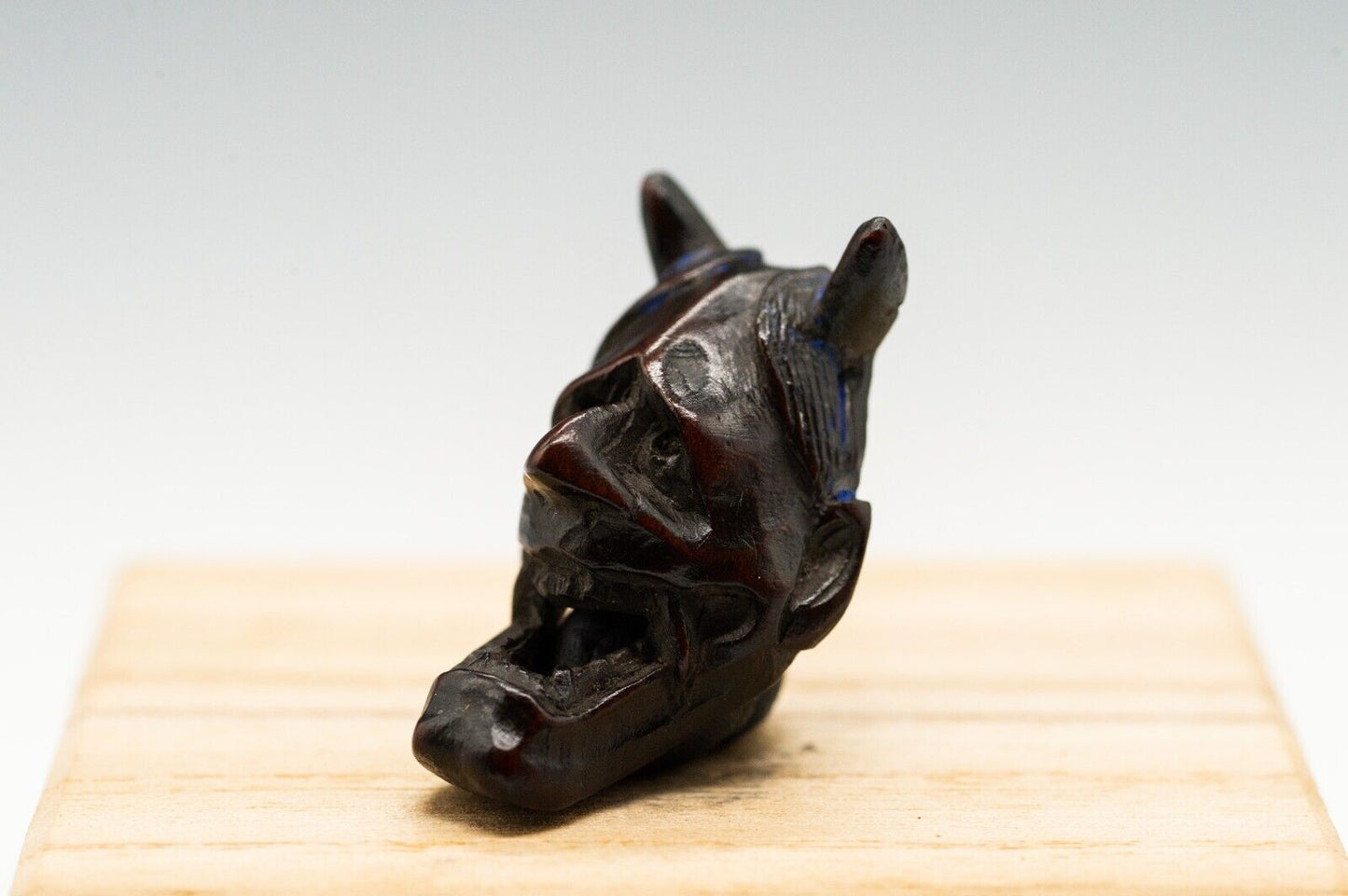 Signed NETSUKE Noh Mask Hannya 出目刀 Deme Katana Made Jpanese Antique Edo Period