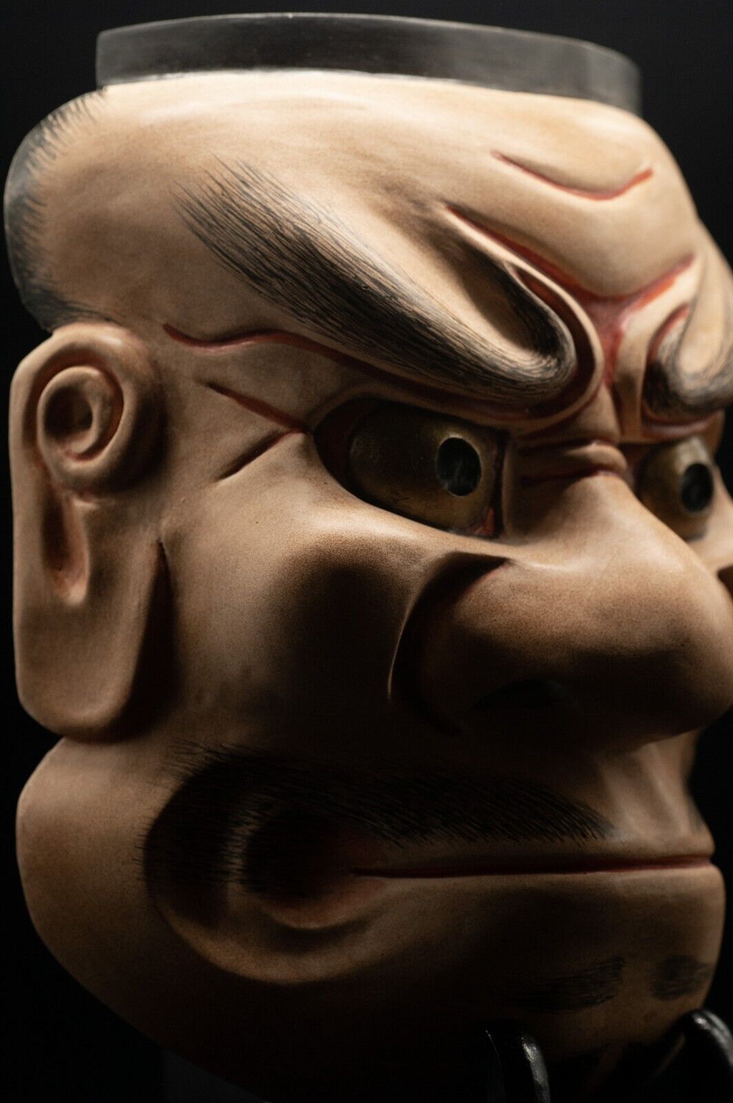 HQ Signed Wooden Noh Mask Beshimi 癋見 Noh Men Japanese Vintage