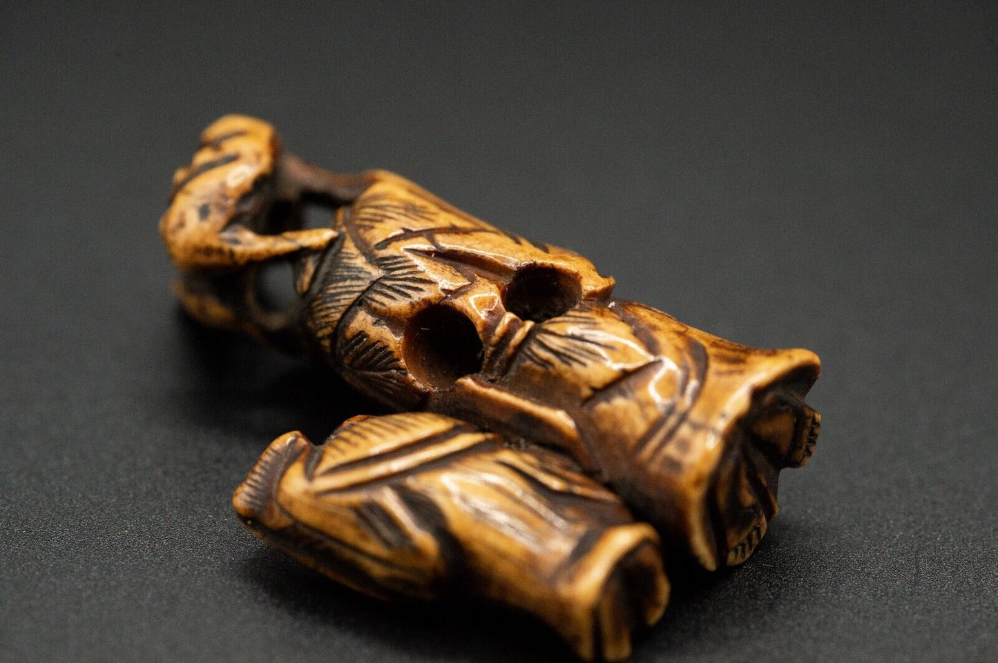 Stag Antler NETSUKE Hermit Japanese Edo - Meiji Antique Vintage