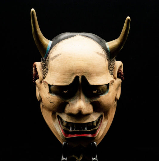 HQ Wooden Noh Mask Hannya 般若 Noh Men Japanese Antique Vintage Hannnya