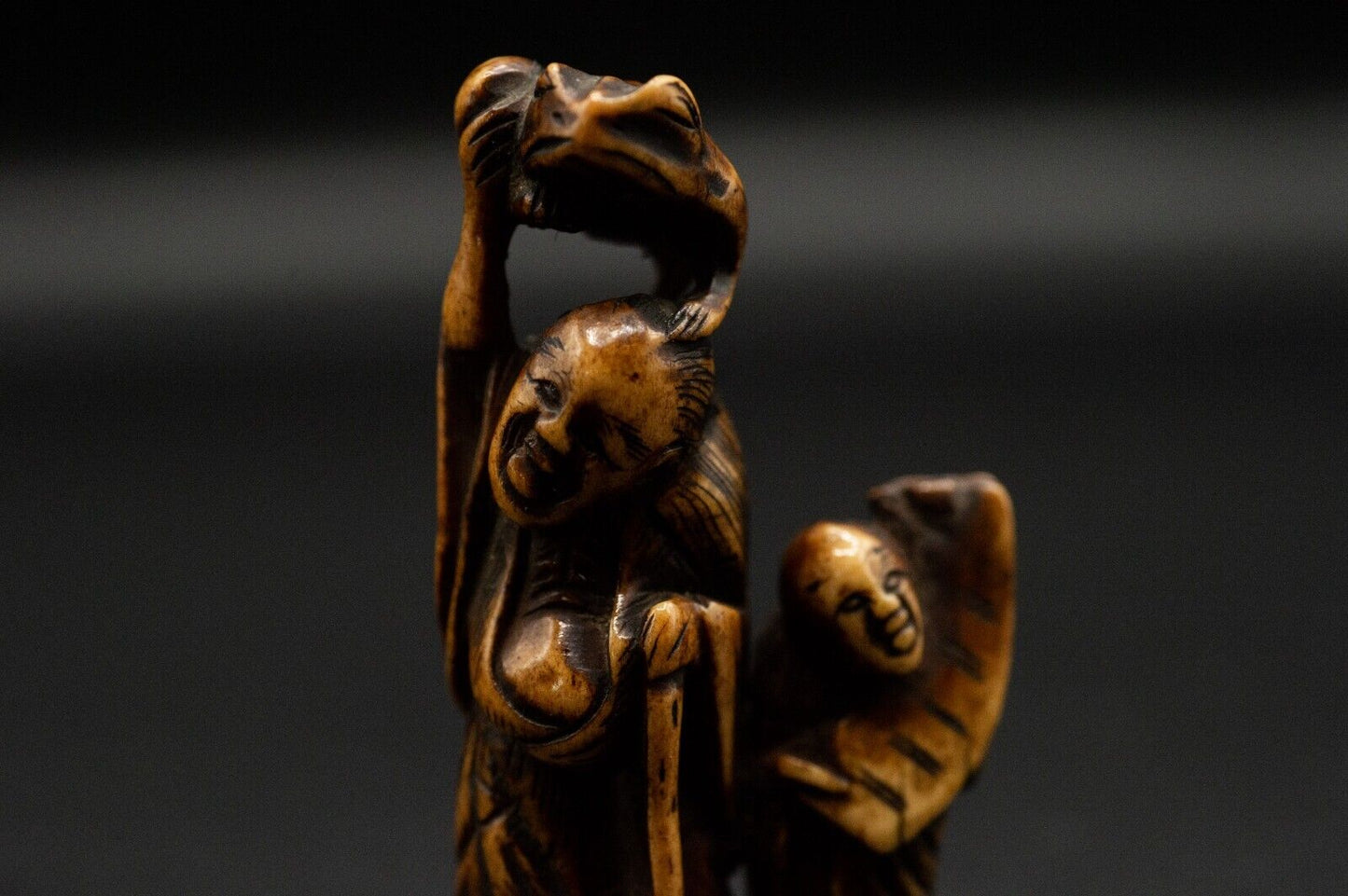 Stag Antler NETSUKE Hermit Japanese Edo - Meiji Antique Vintage